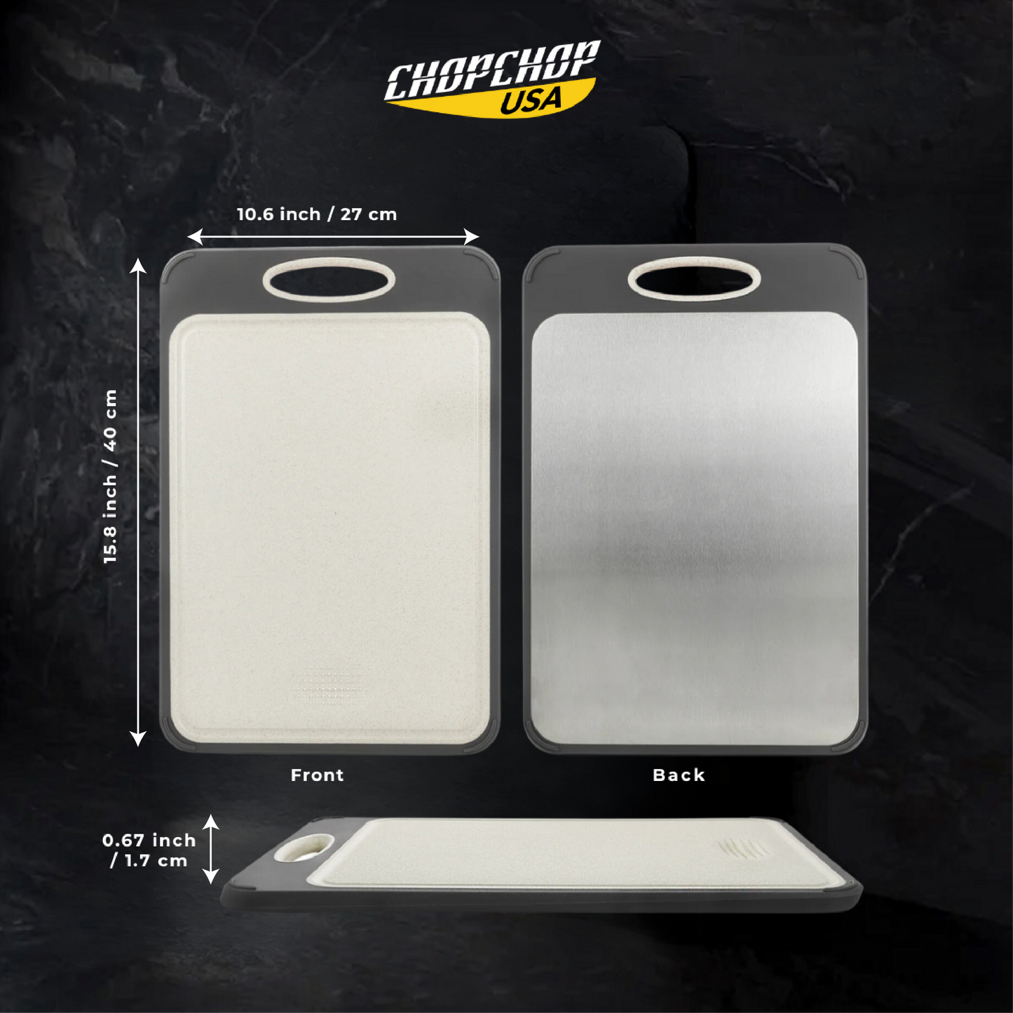 ChopChop USA Double-Sided Stainless Steel Cutting Board